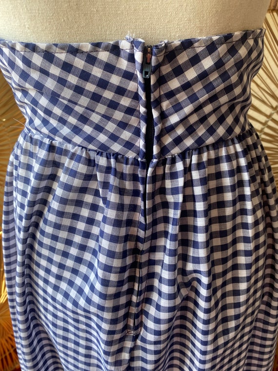 Vintage 1960s 70s Blue And White Gingham Maxi Ski… - image 6