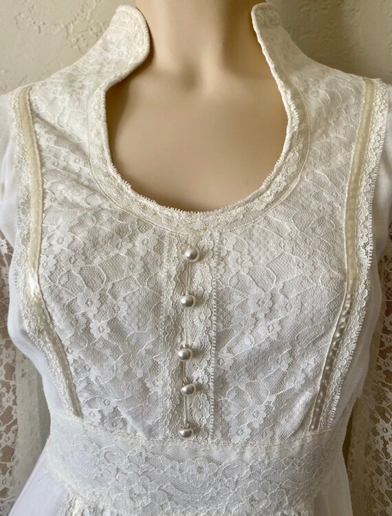 Vintage 1970s White Lace Boho Dress Prairie Bridal - image 5