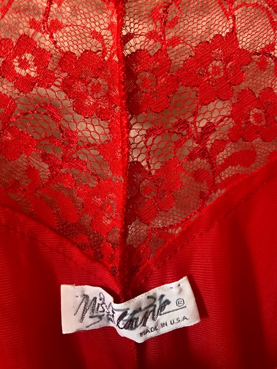 Vintage Miss Elaine Crimson Red Nightgown Size Sm… - image 8