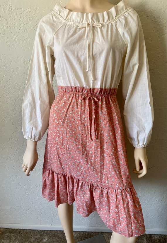 Vintage 1970s Cottagecore Peasant Dress