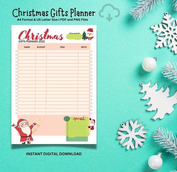 Printable Christmas Gifts Planner