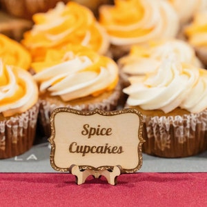 Wooden Buffet Name Sign, Tent Card Food Sign, Cute Wedding Food Sign