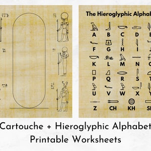 古代エジプトの象形文字アルファベット カルトゥーシュ 印刷可能なワークシート | 古代史学校活動配布資料 | デジタル ダウンロード