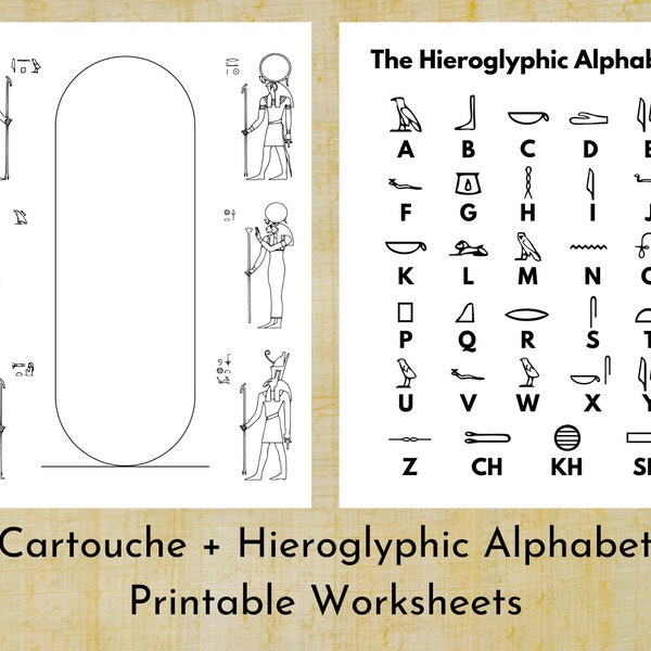 Ancient Egyptian Hieroglyphic Alphabet Cartouche Printable Worksheet | Ancient History School Activity Worksheet | Digital Download