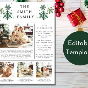 Editable Year in Review Christmas Card Template | Merry Christmas Photo Card | Holiday Card Printable Template | Digital Download