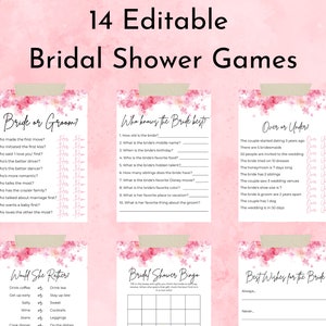 Editable Bridal Shower Games | Pink Cherry Blossom Floral Bridal Shower ...