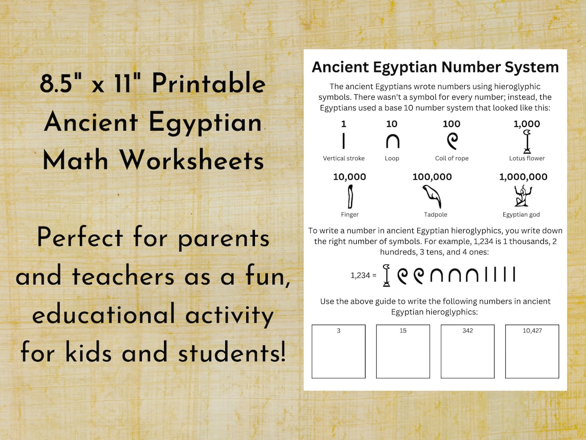 Ancient Egyptian Math Printable Worksheet Kids Ancient Egypt School