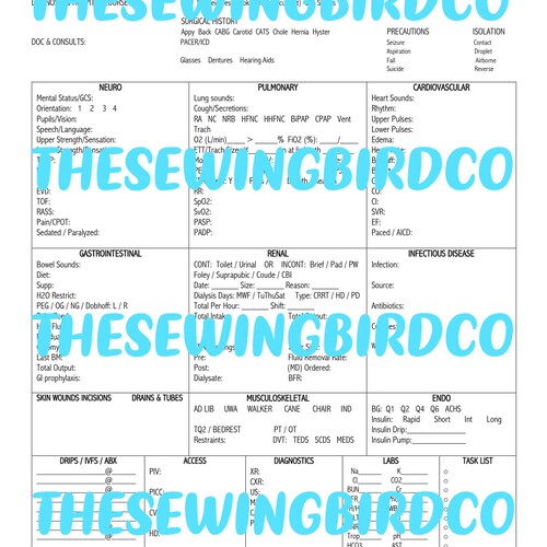 Ultimate ICU Report Sheet Etsy