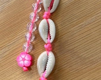 Pink Cowrie Shell keychain