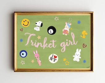 Póster de Trinket Girl – Diseño dibujado a mano