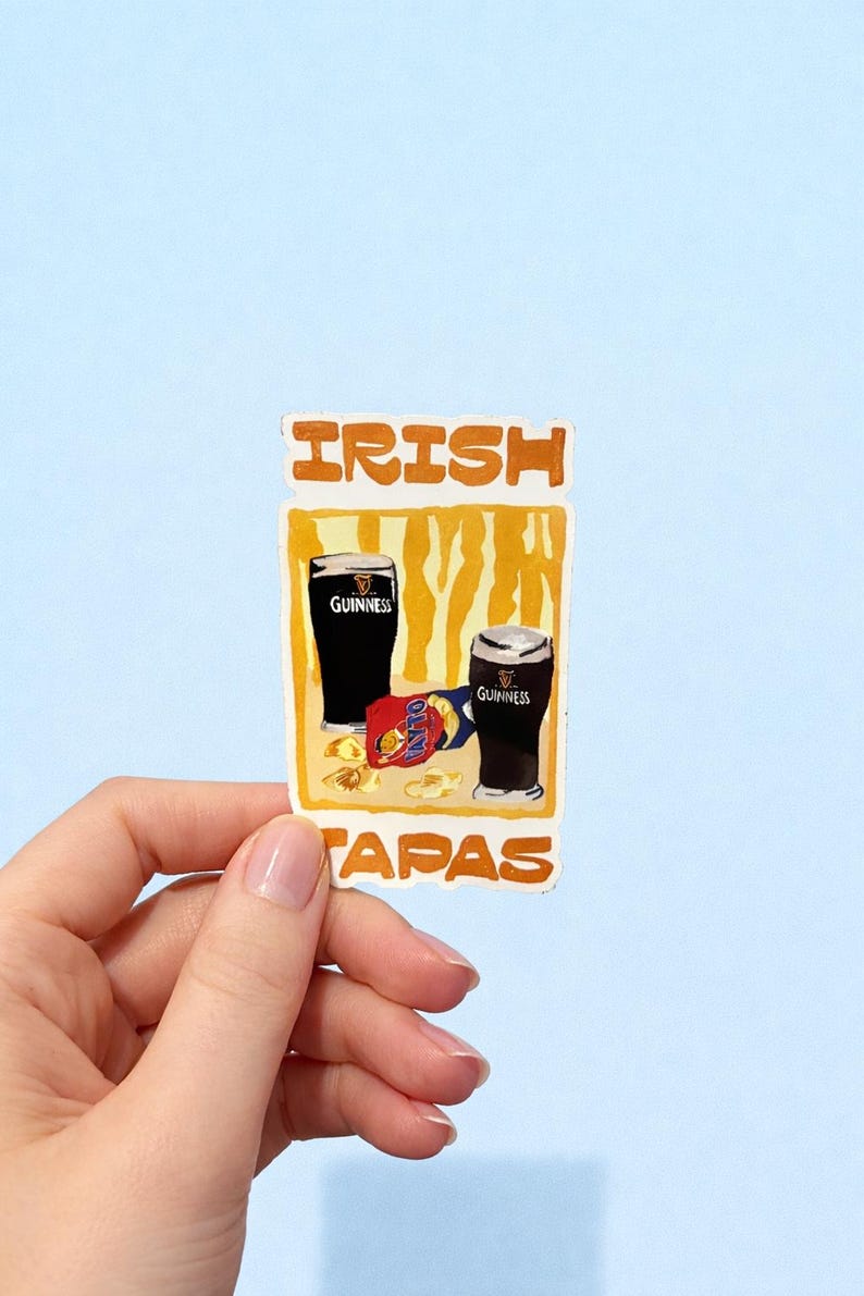 Irländsk tapas-klistermärke: Guinness & Tayto Art-klistermärke. Vinyl Sticker