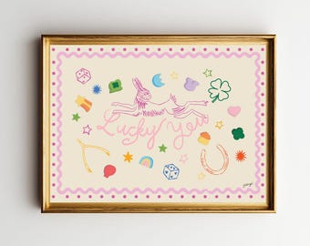 Póster de Lucky Charms - Lucky You Charms (Amuletos de la Suerte) Impresión dibujada a mano