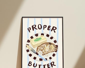 Kerry Gold Butter & Toast Poster - Hand Drawn Food Art