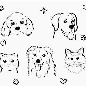 Custom Pet Portrait Chibi-Style Hand-Drawn Portraits: Custom Cartoon Designs for Pets, Minimalist Sketches, Digital Birthday Memorial Gift