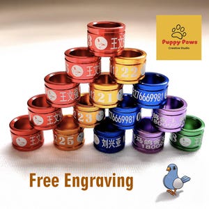 Personalized Pigeon ID Bands | Custom Aluminum Rings for Homing & Fancy Pigeons | Breeder Foot Rings, Colorful Bird Tags