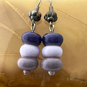 Purple Lampwork Earrings, Lampwork Glass Beads, Purple Earrings, Lavender Earrings, Glass Beads, Handmade Beads, Dangle Earrings, 45