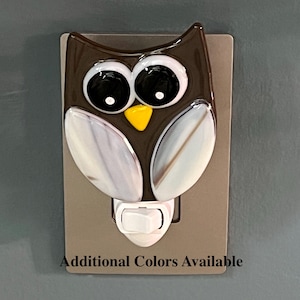 Owl Night Light, Fused Glass Night Light, Fused Glass Owl, Owl Lover Gift, House Warming Gift, Nursery Light, 1467