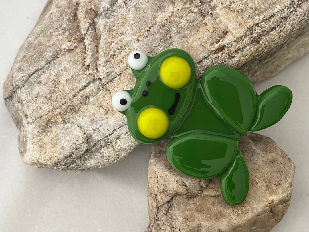Frog Fused Glass Refrigerator Frog Green Frog