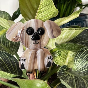 Dog Plant Stake, Garden Dog, Flower Pot Dog, Garden Decoration, Dog Pot Stake, Dog Garden Stake, House Plant Stake, Fused Glass Dog, 1406