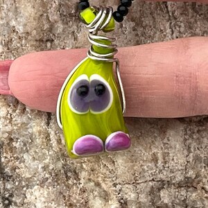Halloween Goblin Necklace, Lampwork Goblin, Lampwork Bead, Lampwork Jewelry, Gift for Teacher, Handmade Gift, Handmade Bead, 001