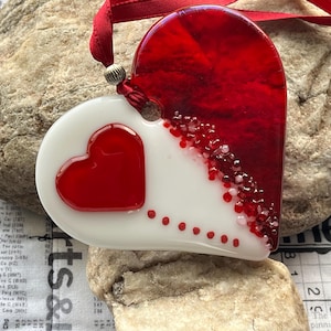 Heart Suncatcher, Fused Glass Suncatcher, Fused Glass Heart, Window Decor, Handmade Gift, Valentine Decor, Housewarming Gift, 1460