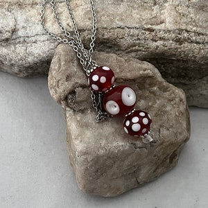 Red Lampwork Bead Necklace, Lampwork Beads, Lampwork Jewelry, Lampwork Pendant, Red Necklace, Red Beads, Red Pendant, 704
