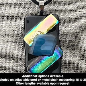 Blue Dichroic Fused Glass Pendant, Handmade Pendant, Glass Pendant, Fused Glass Necklace, Blue Pendant, Dichroic Pendant, 253