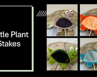 Turtle Plant Stake, Fused Glass Plant Stake, Garden Turtle, Flower Pot Turtle, Flower Pot Decoration, Turtle Pot Stake, 791
