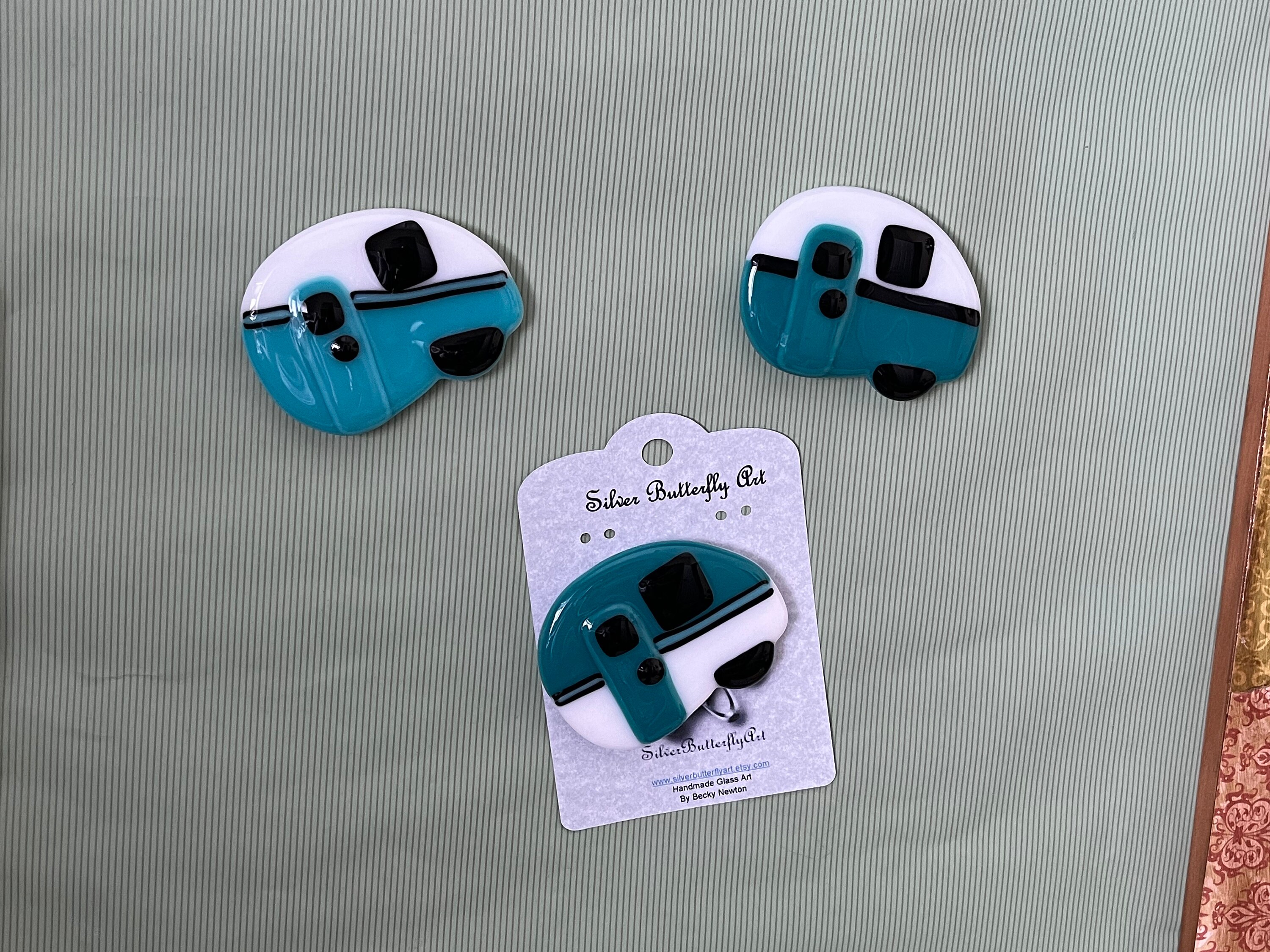 Camper Fused Glass Refrigerator Camper Trailer