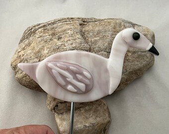 Estaca para planta de flamingo, flor de planta doméstica, presentes artesanais, decoração de jardim, estaca para vaso de flores, estaca de jardim de flamingo, flor de vidro, 884
