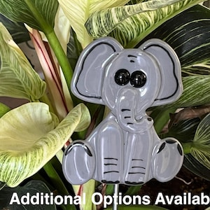 Elephant Plant Stake, Fused Glass Elephant, Flower Pot Elephant, Garden Decoration, House Plant Stake, Housewarming Gift, 1408