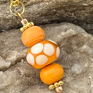 Orange Lampwork Bead Necklace, Lampwork Beads, Lampwork Jewelry, Lampwork Pendant, Orange Necklace, Orange Beads, 656