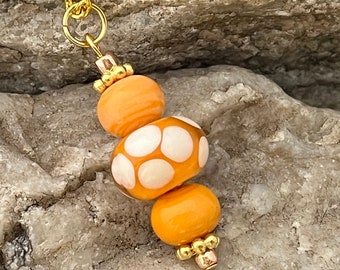 Handmade Orange Lampwork Bead Necklace, Handmade Beads, Handcrafted Beads, Glass Art, Lampwork Beads, Orange Necklace, Orange Beads, 656