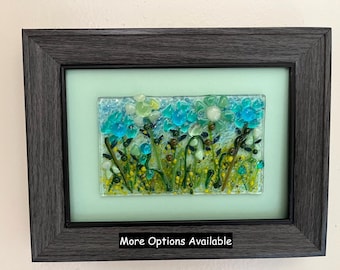 Gerahmte Glaskunst, Frühlingsdekor, Geschenk für Mama, Geschenk für sie, Wandkunst, Regalkunst, Muttertagsgeschenk, geschmolzenes Glas, Bürodekoration, 1573
