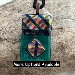 Teal Green Pendant, Dichroic Pendant, Handmade Pendant, Fused Glass Pendant, Choker Pendant, Friendship Necklace, Dichroic Jewelry, 315