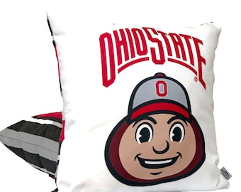 Ohio State Mascot Pillow Cover, Brutus Buckeyes Pillow cushion, OSU Pillow, Ohio State dorm room decor, Ohio State Graduation Gift