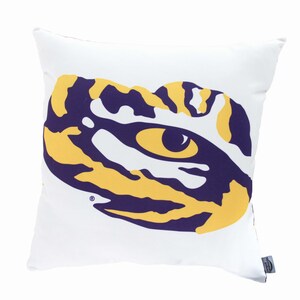 LSU Eye of the Tiger purple and gold square pillow
