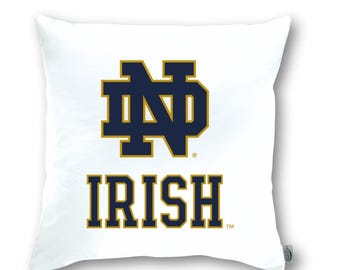 Notre Dame Irish Pillow Cover - Licensed Notre Dame Dorm Decor-  22x22 Inch Canvas Home Decor