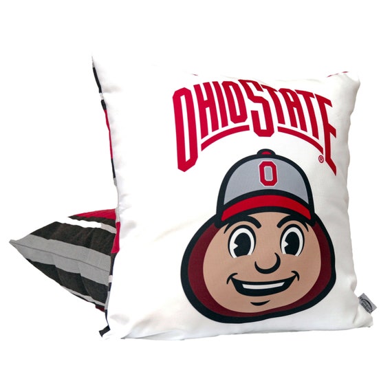Ohio State Mascot Pillow Cover, Brutus Buckeyes Pillow cushion, OSU Pillow, Ohio State dorm room decor, Ohio State Graduation Gift