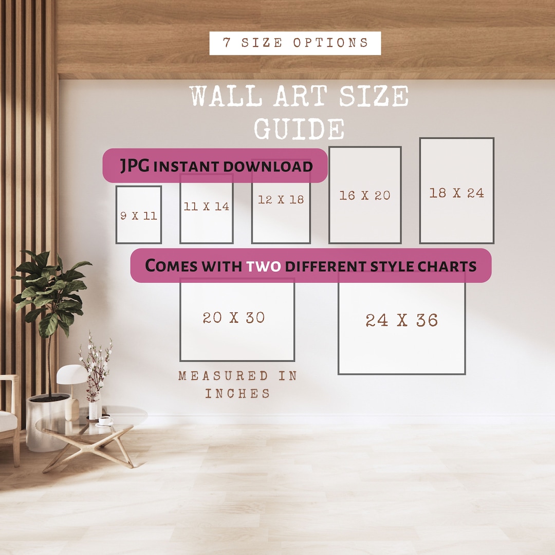 Wall Art Size Guide 9 X 11 11 X 14 12 X 18 16 X 20 18 X 24 20 X 