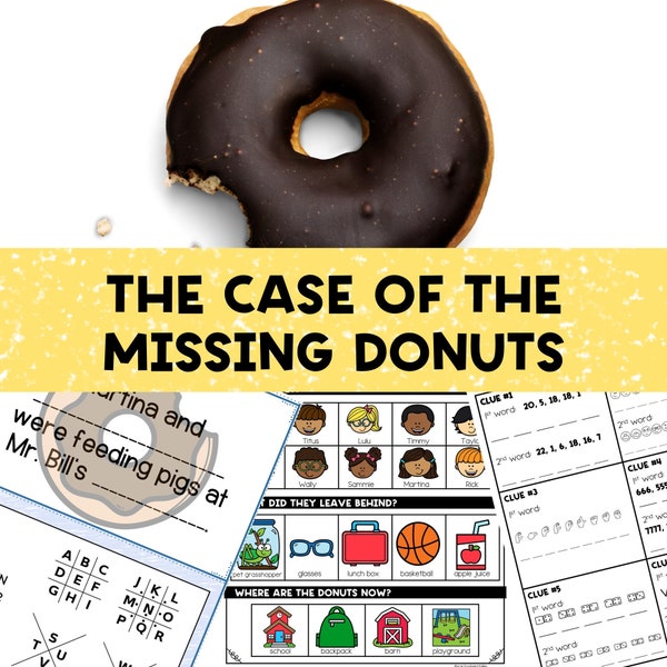 Mystery Party Game for Kids, The Case of the Missing Donuts, Secret Agent Party, Detective Party, Kids Escape Room, Printable Party Props