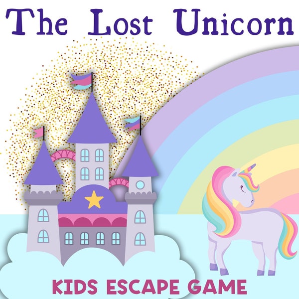 Escape Game for Kids, DIY Printable Party Game, Unicorn Escape Room Kit, Kid Puzzle Activity, Unicorn Birthday Party Game, Family Game Night