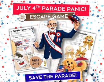 Fourth of July Escape Room for Kids – Independence Day Party Game – Printable Escape Game – Family Game Night – Birthday Party - Ages 8+