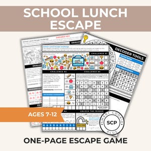 School Lunch Escape Room for Kids | One-Page Escape Puzzle | Printable Escape Game | Ages 7–12