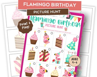 Flamingo Birthday Scavenger Hunt for Kids – Printable Flamingo Picture Hunt – Kids Birthday Party Game – Family Activity – Treasure Hunt