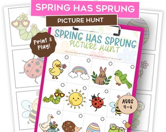 Spring Scavenger Hunt for Kids – Printable Spring Picture Hunt – Spring Matching Game – Family Activity – Spring Preschool Classroom Game
