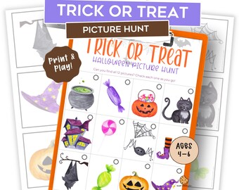 Halloween Scavenger Hunt for Kids – Printable Trick or Treat Picture Hunt – Kids Holiday Game – Family Activity – Preschool Classroom Game