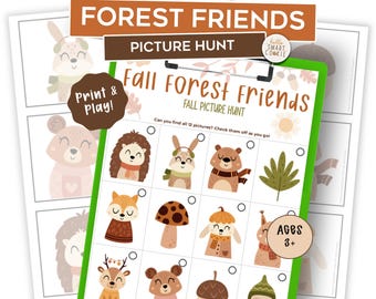 Fall Scavenger Hunt – Printable Picture Hunt for Kids – Fall Forest Friends Preschool Activity – Fall Treasure Hunt – Ages 3–5 – Screen-Free