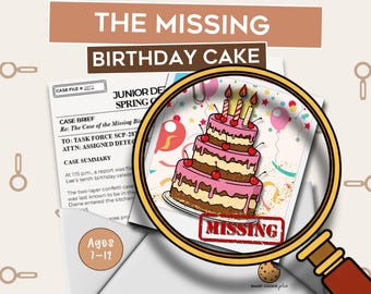 Detective Mystery Game for Kids | Birthday Party Printable | The Case of the Missing Birthday Cake | Ages 7–12