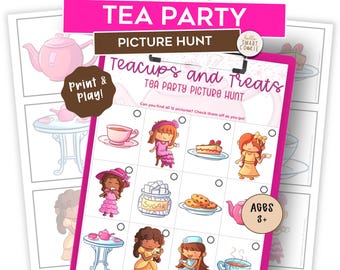 Tea Party Scavenger Hunt – Printable Picture Hunt for Kids – Preschool Tea Party Activity – Birthday Party Game – Ages 3–5 – Screen-Free Fun